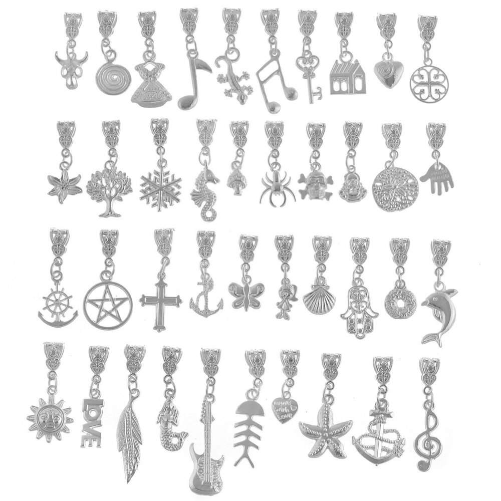 3952 120Pcs Tibetan White Silver Plated Metal Connector Bails Mix Bead